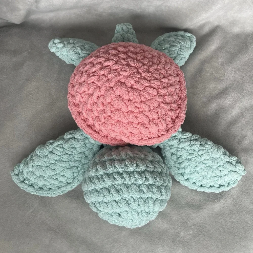 Crochet Turtle‎ Pink Green Sparkles 12